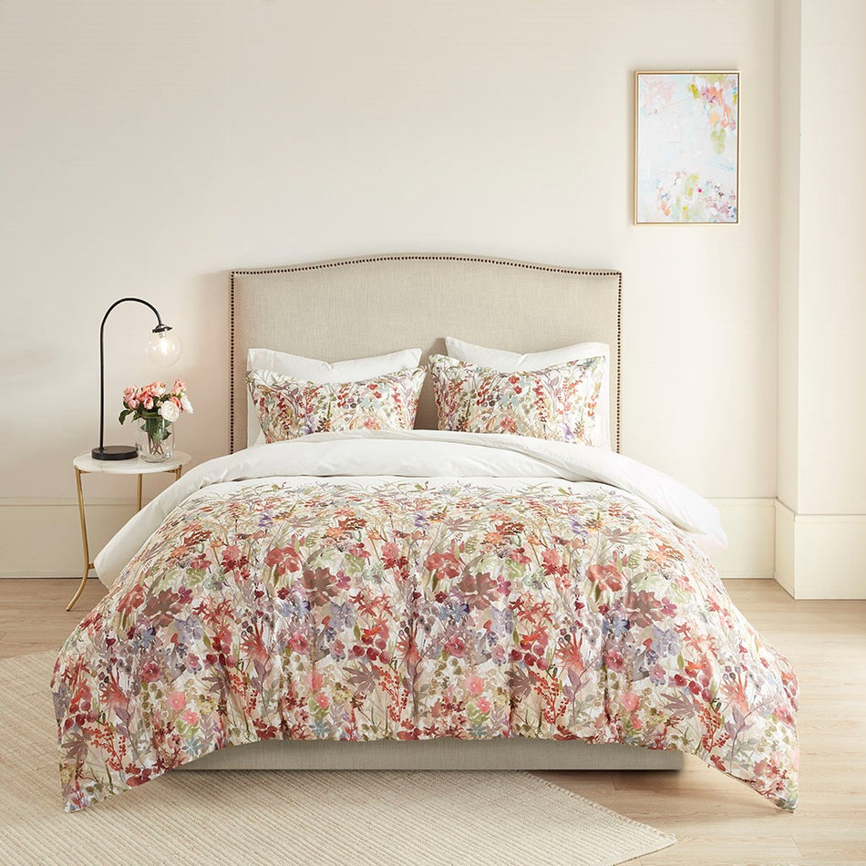 Mariana 3 Piece Cotton Printed Duvet Cover Set - Multicolor - Full Size / Queen Size