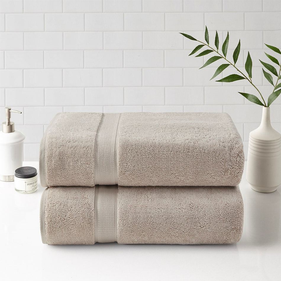 Madison Park Signature 800gsm 100% Cotton Bath Sheet Antimicrobial 2 Piece Set - Natural - 34x68"