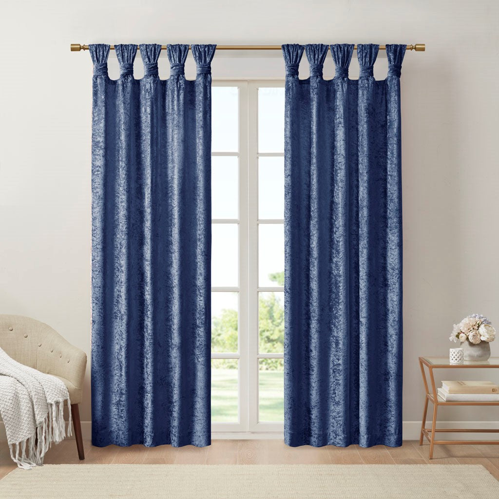 Intelligent Design Felicia Velvet Cuff Tab Top Window Panel - Navy - 63" Panel