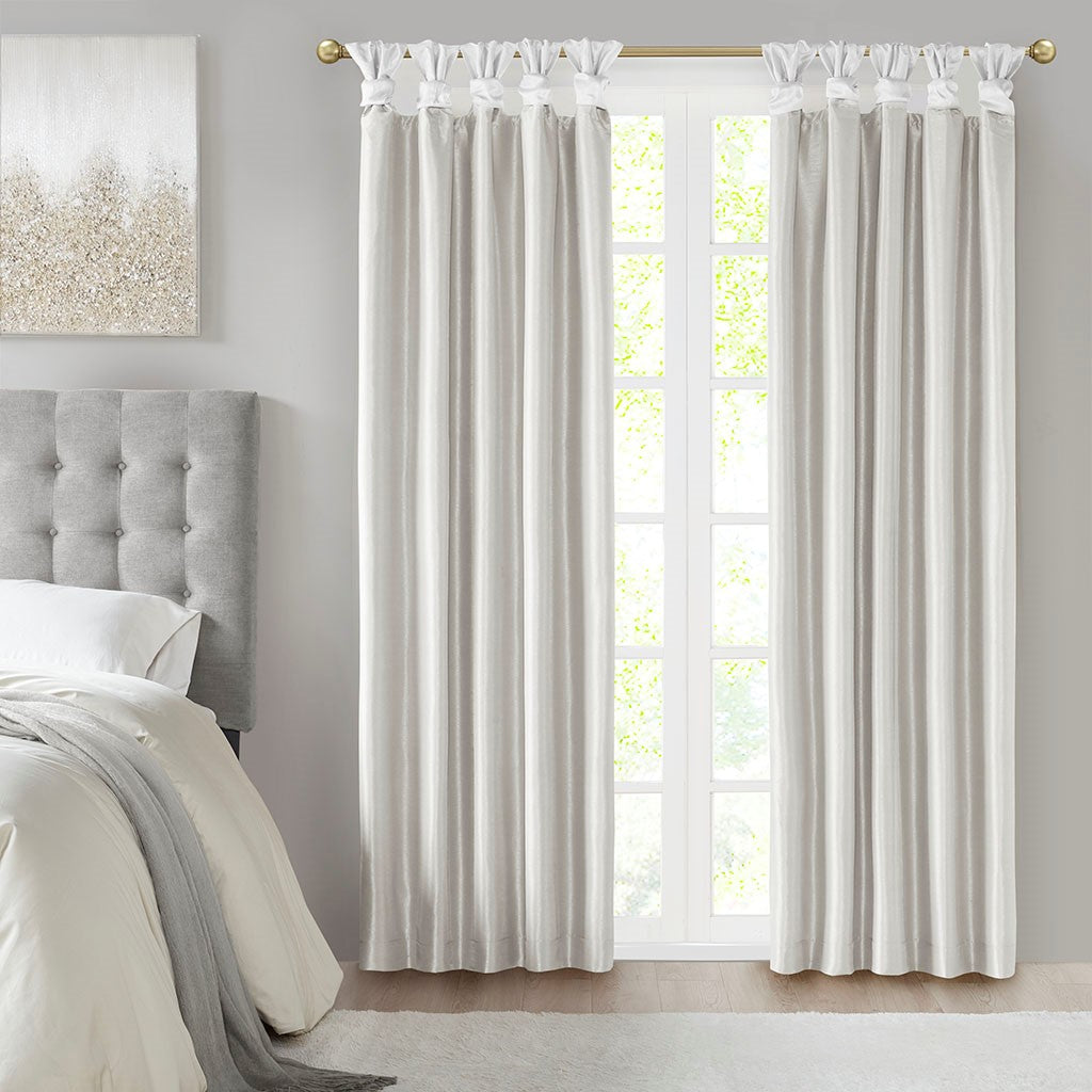 Madison Park Emilia Twist Tab Total Blackout Window Curtain - White - Blackout 50x84"