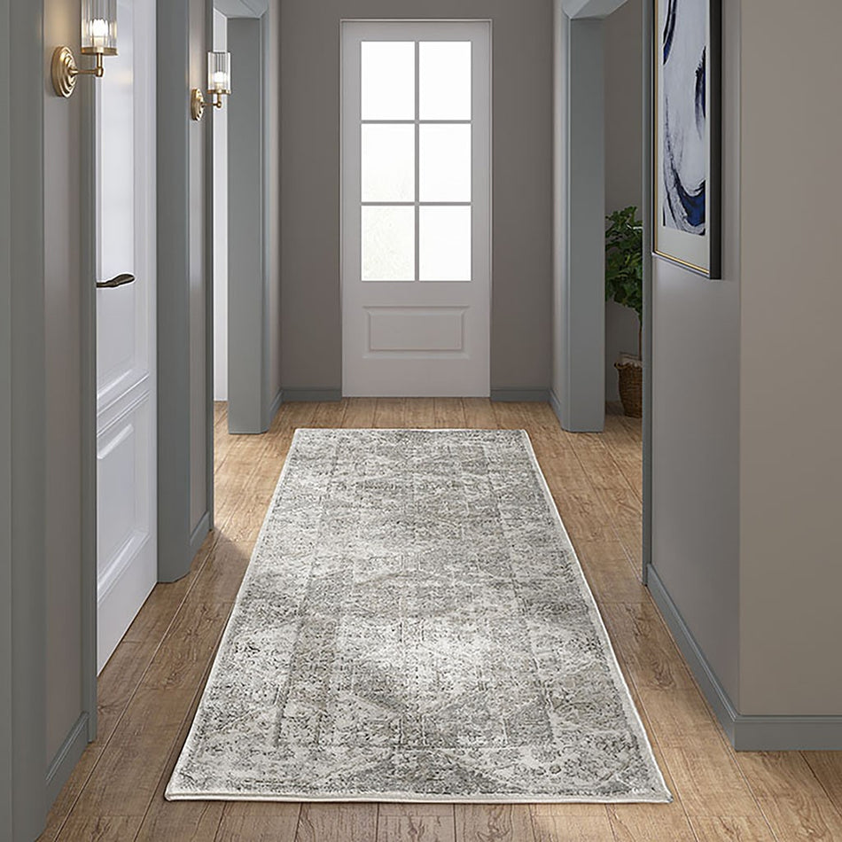 Madison Park Dakota Tiled Border Area Rug - Beige / Cream - 3x7' Runner