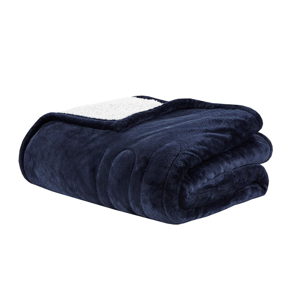 Heated Plush to Berber Throw - Indigo - 60x70"