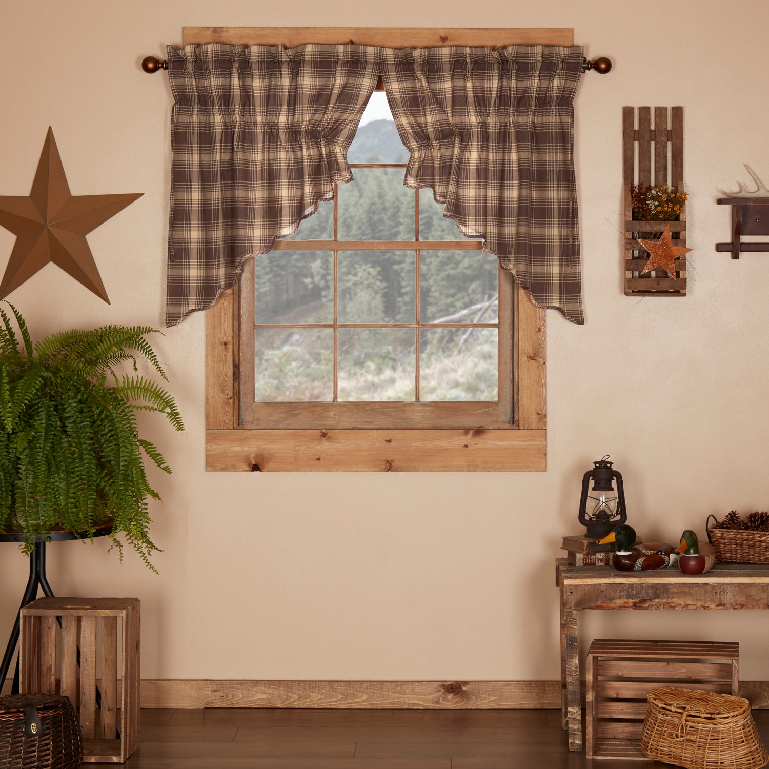 Oak & Asher Dawson Star Scalloped Prairie Swag Set of 2 36x36x18 By VHC Brands