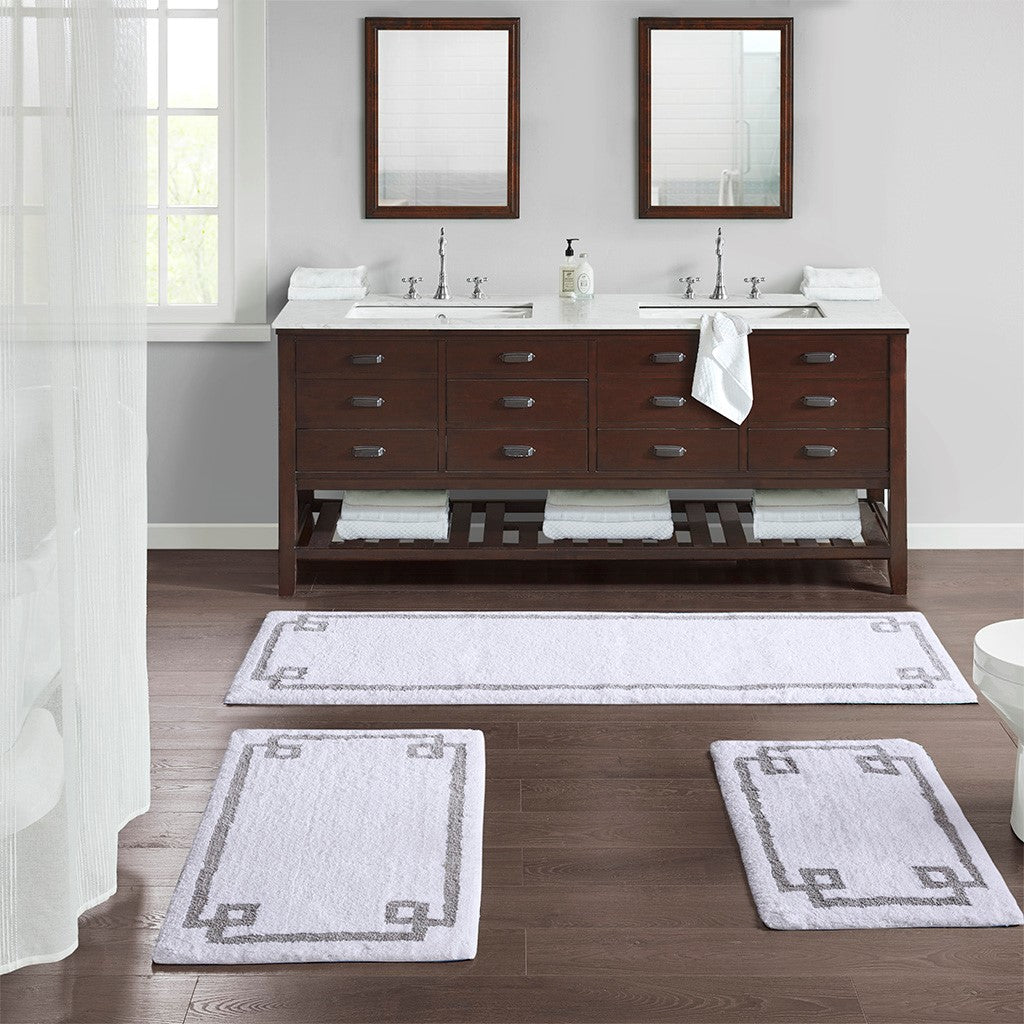 Madison Park Evan Cotton Tufted Bath Rug 24x72 - White - 24x72"