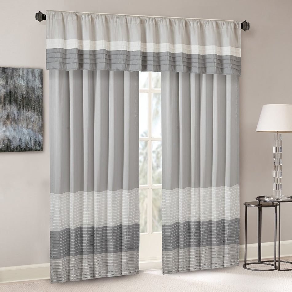 Amherst Polyoni Pintuck Valance - Grey - 50x18"