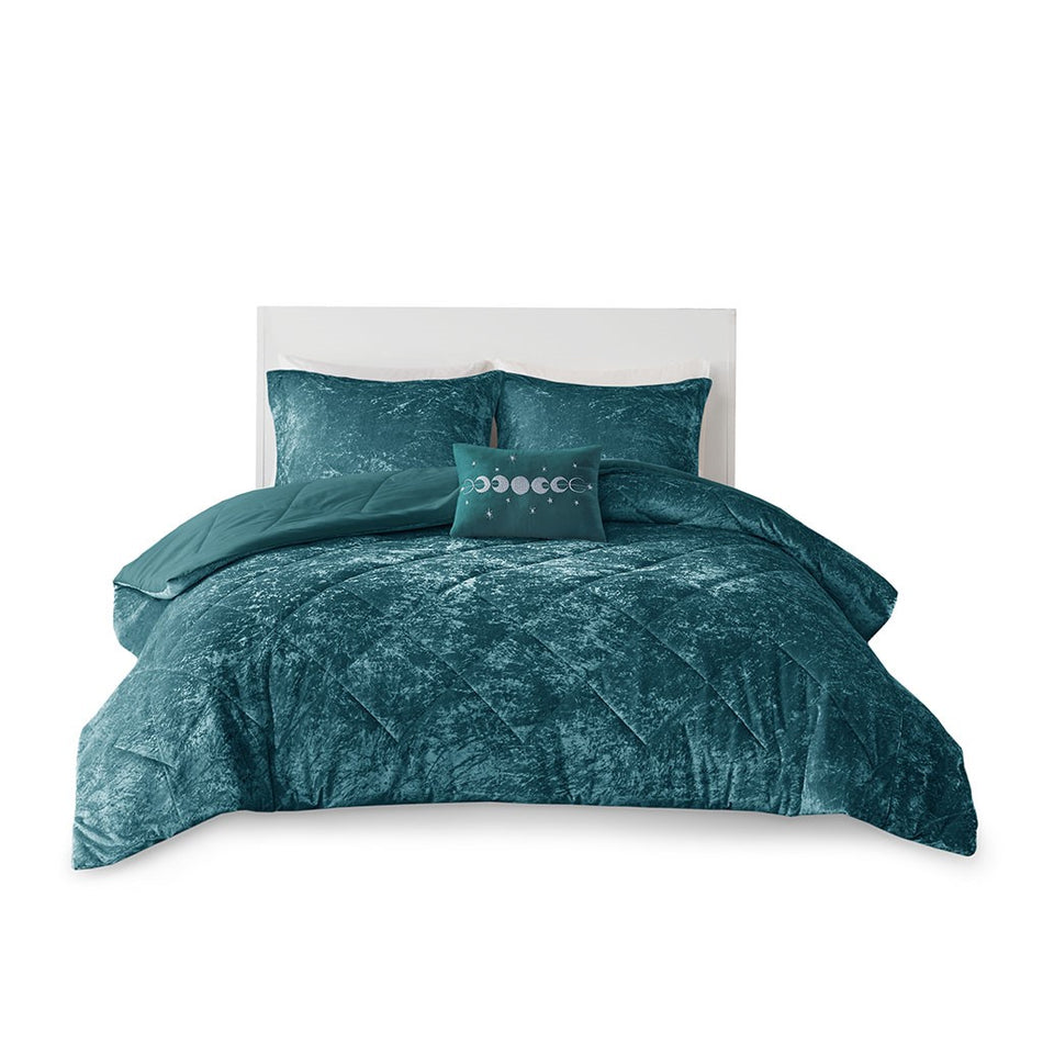 Felicia Velvet Comforter Set - Teal - Twin Size / Twin XL Size