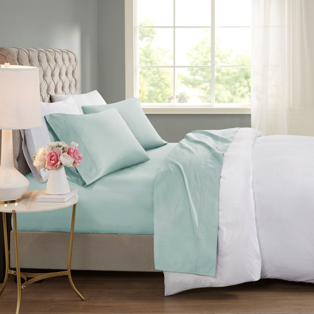 Beautyrest 600 Thread Count Cooling Cotton Blend 4 PC Sheet Set - Seafoam - Cal King Size