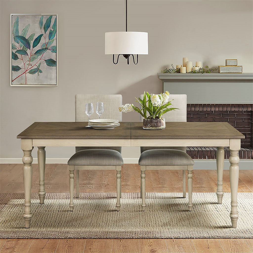 Martha Stewart Fiona Rectangular Wood Dining Table - Brown / Distressed White 