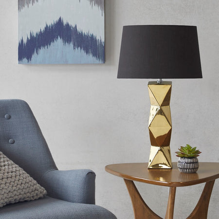 INK+IVY Kenlyn Geometric Ceramic Table Lamp - Gold 