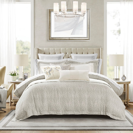 Croscill Home Bernini 3 Piece Duvet Set - Gray  - King Size / Cal King Size Shop Online & Save - expresshomedirectr.com