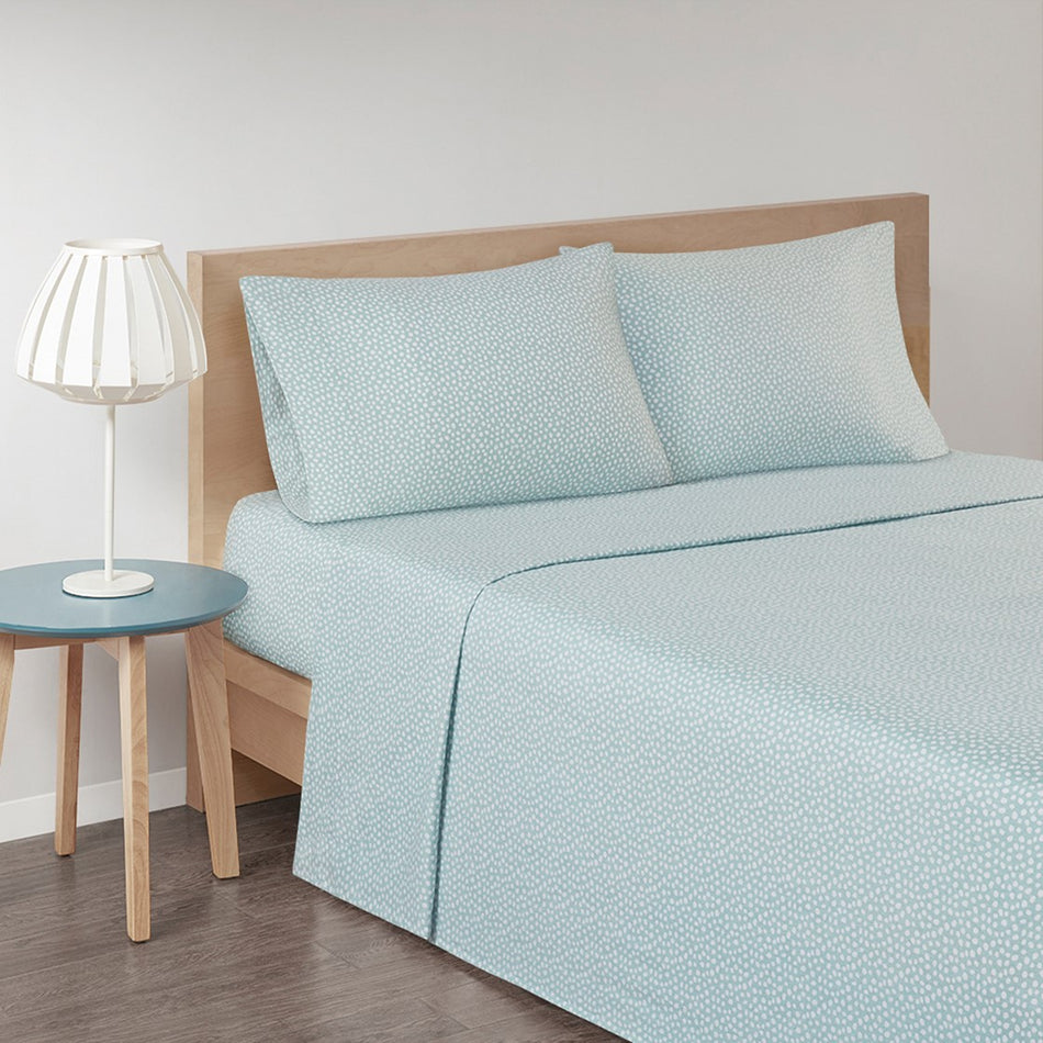 True North by Sleep Philosophy Cozy Cotton Flannel Printed Sheet Set - Aqua Dots  - Full Size Shop Online & Save - expresshomedirectr.com