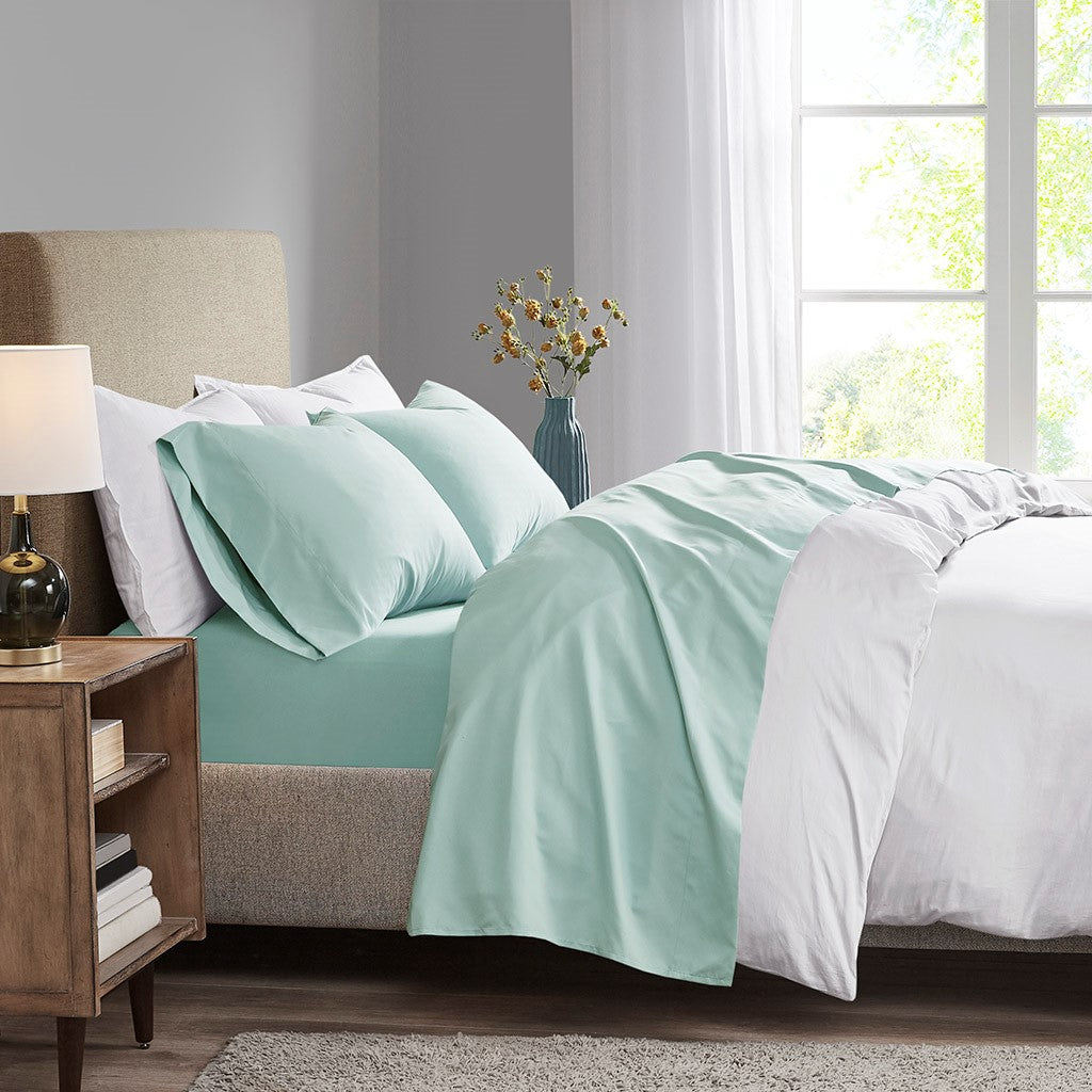 Madison Park 3M Microcell All Season Lightweight Sheet Set - Seafoam - Cal King Size