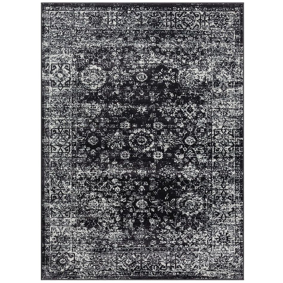 Chadwick Distressed Vintage Persian Woven Area Rug - Black / Cream - 8x10'