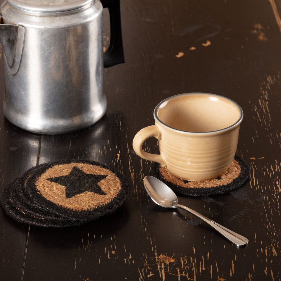 Farmhouse Jute Coaster Stencil Star Set of 6