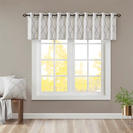 Madison Park Saratoga Fretwork Print Grommet Top Window Valance - Ivory - 50x18"