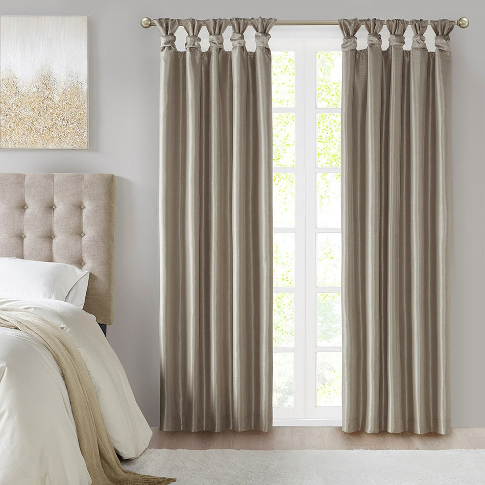 Madison Park Emilia Twist Tab Total Blackout Window Curtain - Pewter - Blackout 50x84"