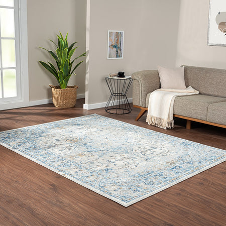 Madison Park Frances Medallion Woven Area Rug - Blue - 5x7'