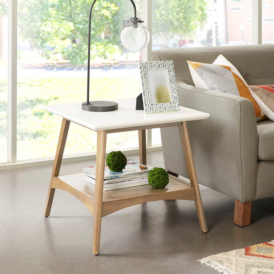 Madison Park Parker End Table - Off White / Natural 