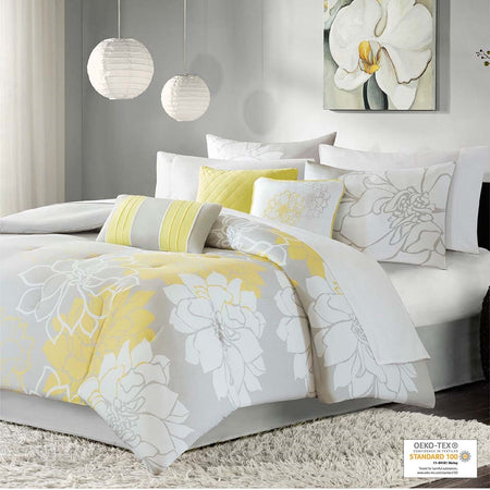 Madison Park Lola Comforter Set - Yellow - Cal King Size