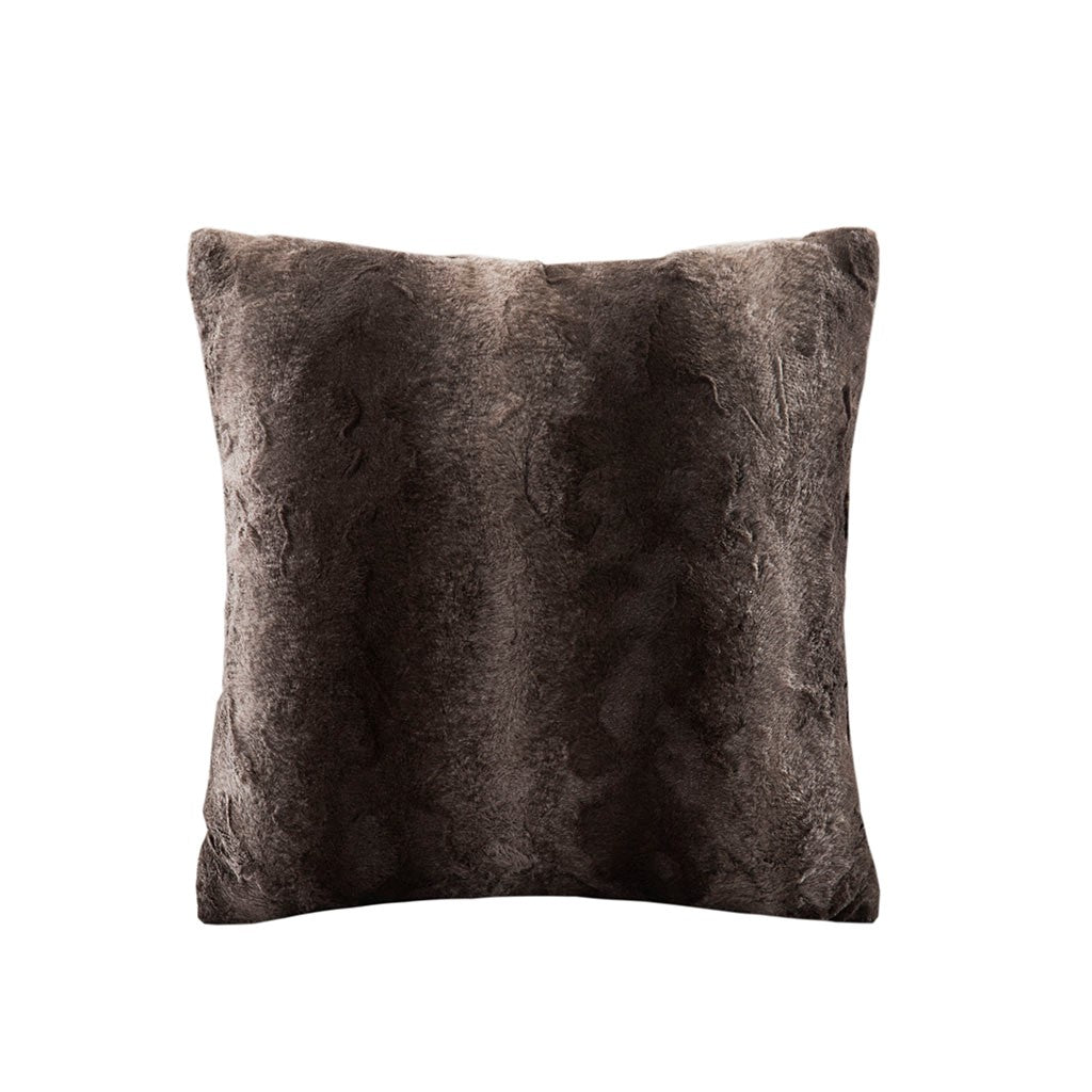 Madison Park Zuri Faux Fur Square Pillow - Brown - 20x20"