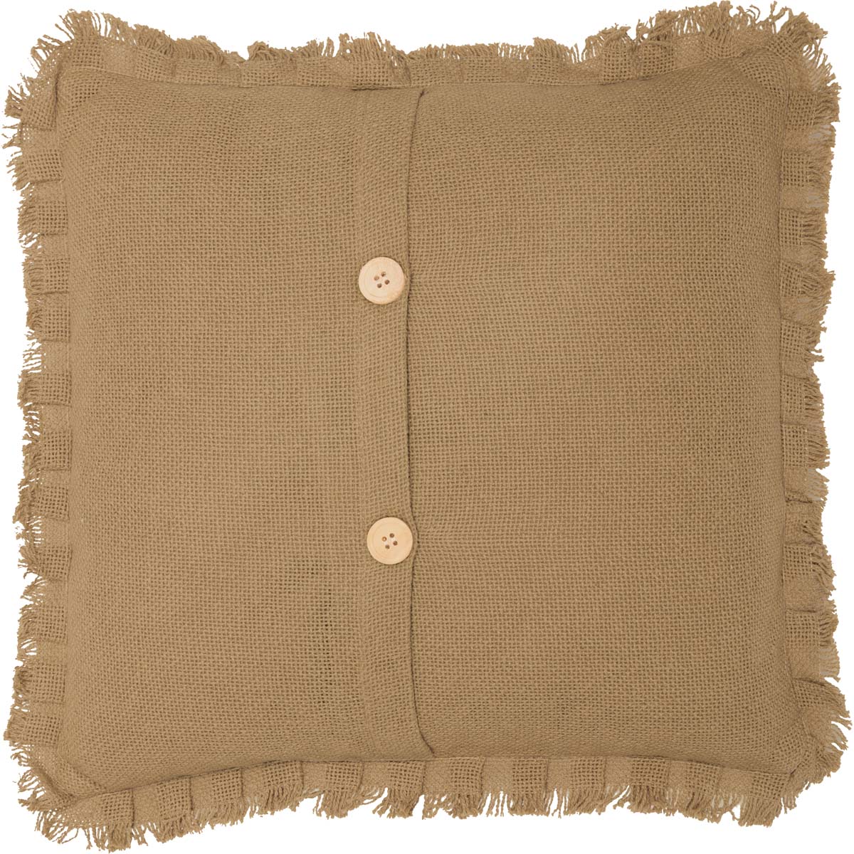 April & Olive Burlap Natural Pillow w/ Fringed Ruffle 16x16 By VHC Brands