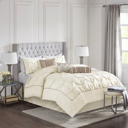 Madison Park Laurel 7 Piece Tufted Comforter Set - Ivory - Queen Size