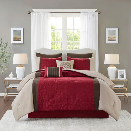 510 Design Arcadia 8 Piece Comforter Set - Red - Queen Size