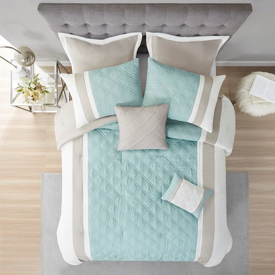 Northgate 8 Piece Comforter Set - Seafoam - Queen Size