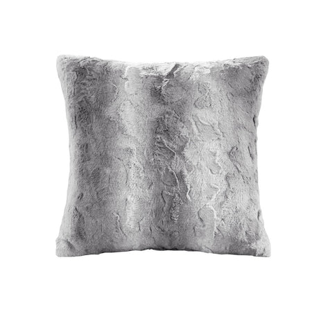 Madison Park Zuri Faux Fur Square Pillow - Grey - 20x20"