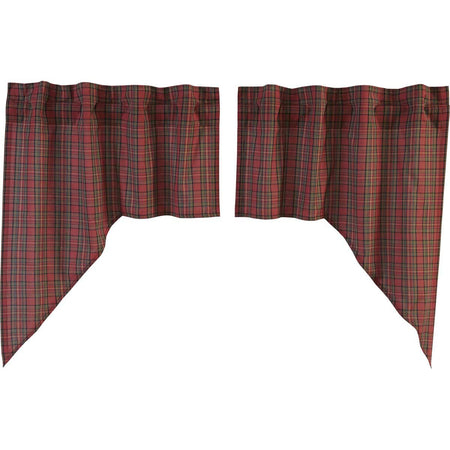 Mayflower Market Tartan Red Plaid Swag Set of 2 36x36x16 By VHC Brands