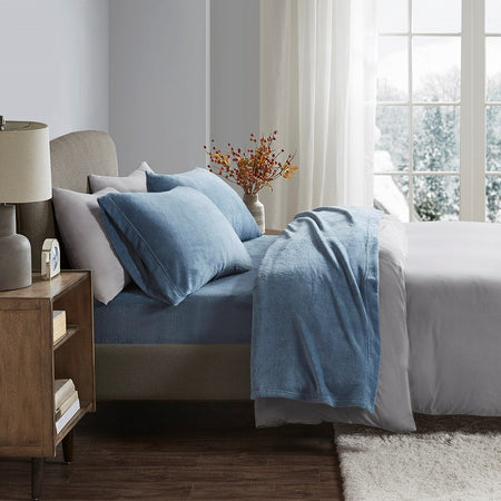 True North by Sleep Philosophy Soloft Plush Sheet Set - Blue - King Size