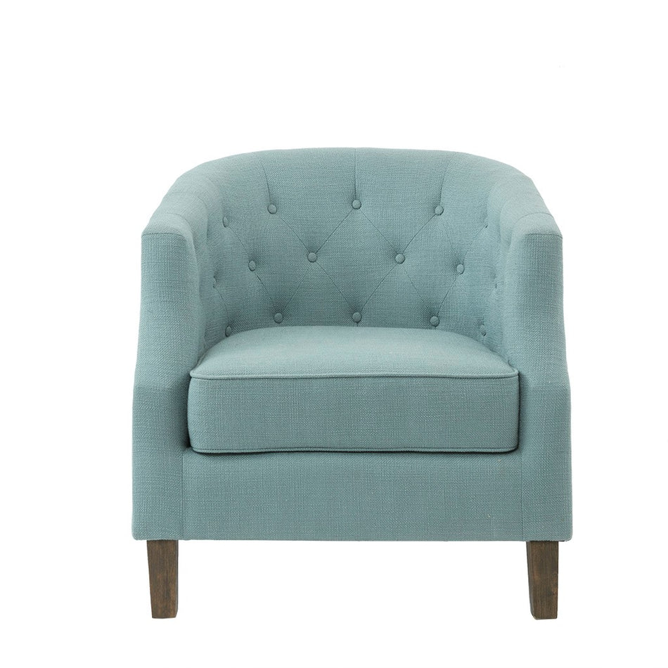 Ansley Chesterfield Barrel Chair - Dusty Aqua