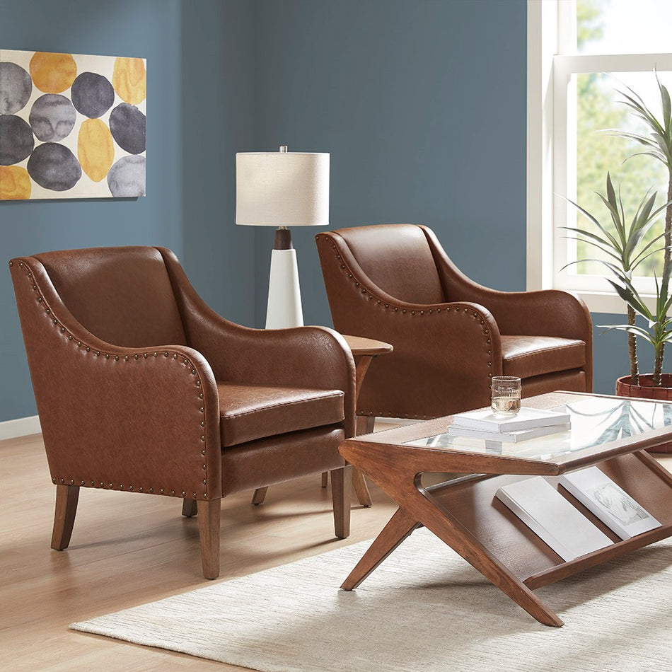 Ferguson Faux Leather Accent Chair - Brown