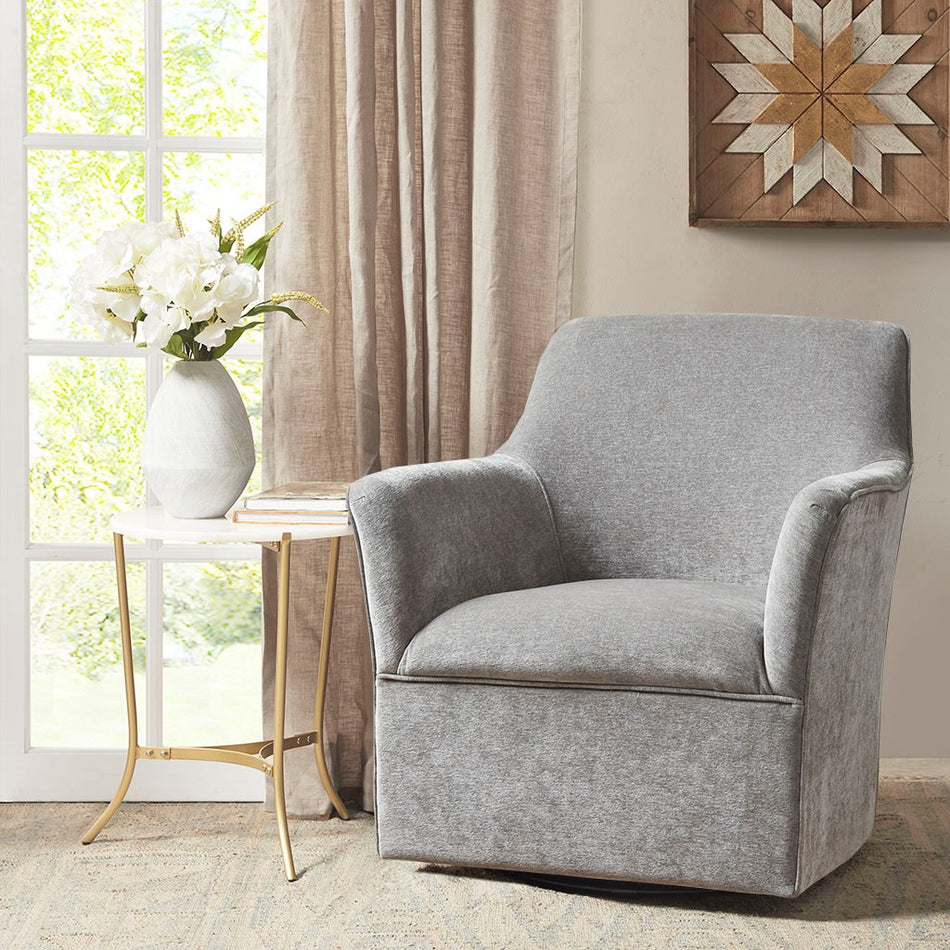 Madison Park Augustine Swivel Glider Chair - Plain Grey 