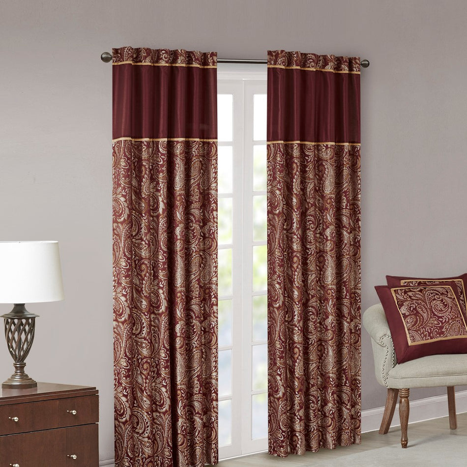 Aubrey Jacquard Panel Pair - Burgundy - 50x95"