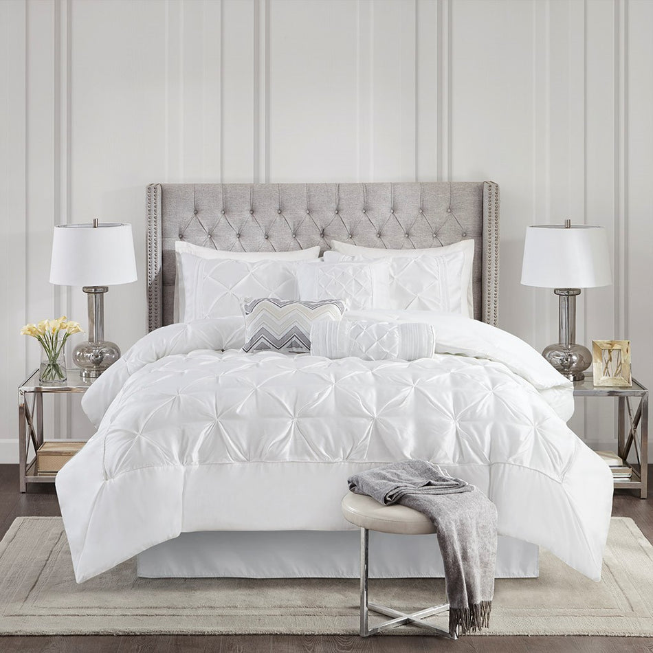 Laurel 7 Piece Tufted Comforter Set - White - King Size