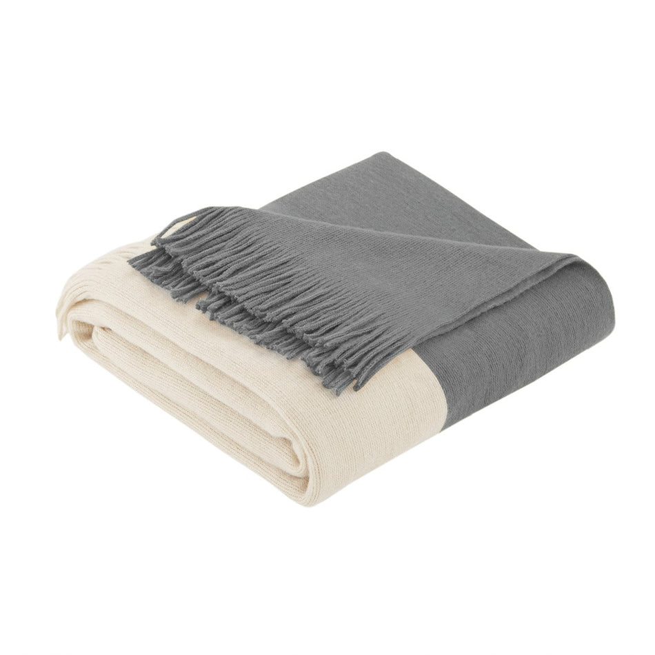 Stockholm Color Block Faux Cashmere Throw - Grey - 50x60"