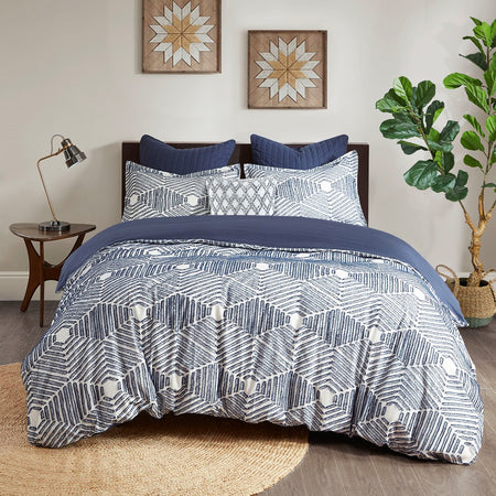 INK+IVY Ellipse Cotton Jacquard Comforter Set - Navy  - Full Size / Queen Size Shop Online & Save - expresshomedirectr.com