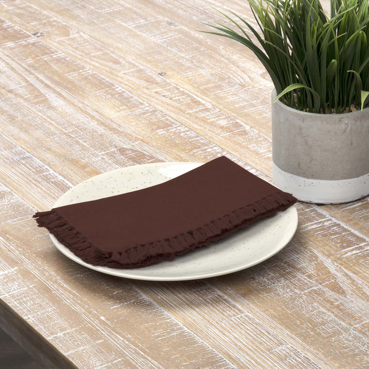 April & Olive Cassidy Burgundy Napkin Set of 6 18x18 By VHC Brands