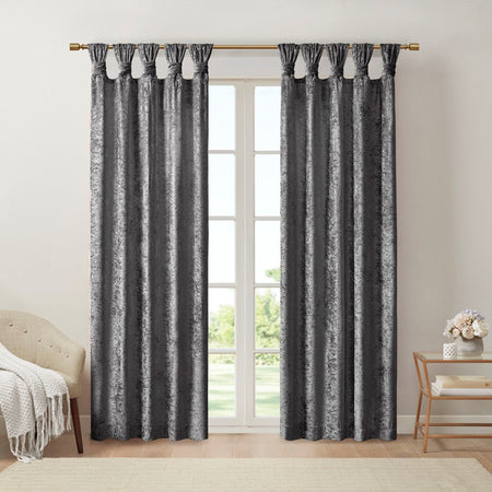 Intelligent Design Felicia Velvet Cuff Tab Top Window Panel - Grey - 63" Panel