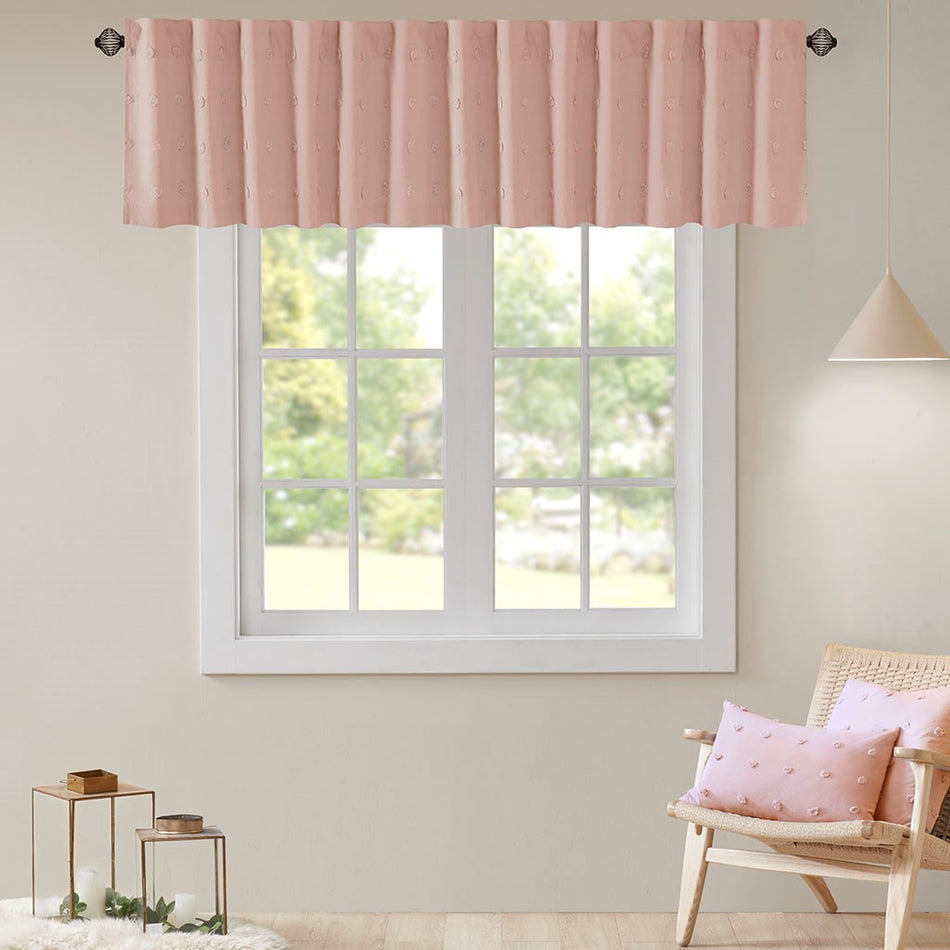 Urban Habitat Brooklyn Cotton Jacquard Pom Pom Rod Pocket/Back Tab Window Valance - Pink - 50x18"