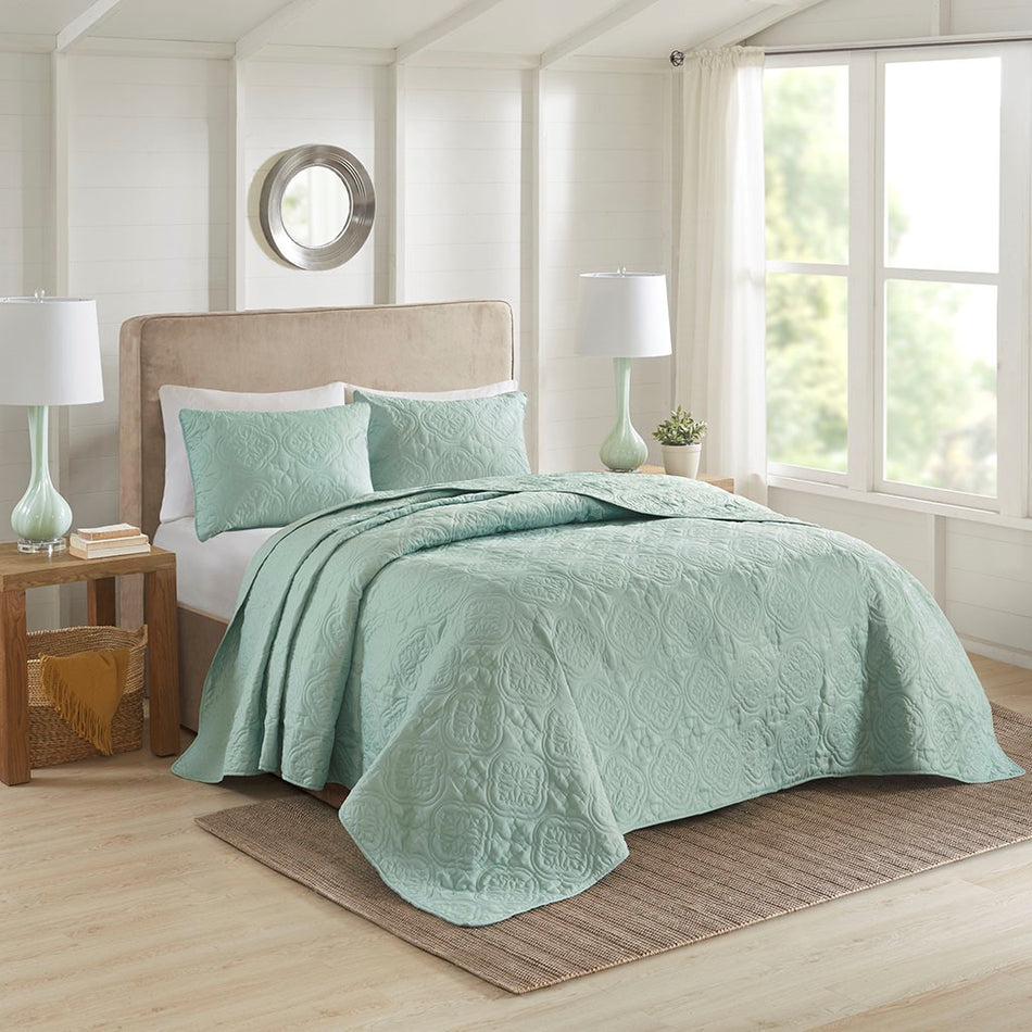 Oakley 3 Piece Reversible Bedspread Set - Seafoam - King Size / Cal King Size