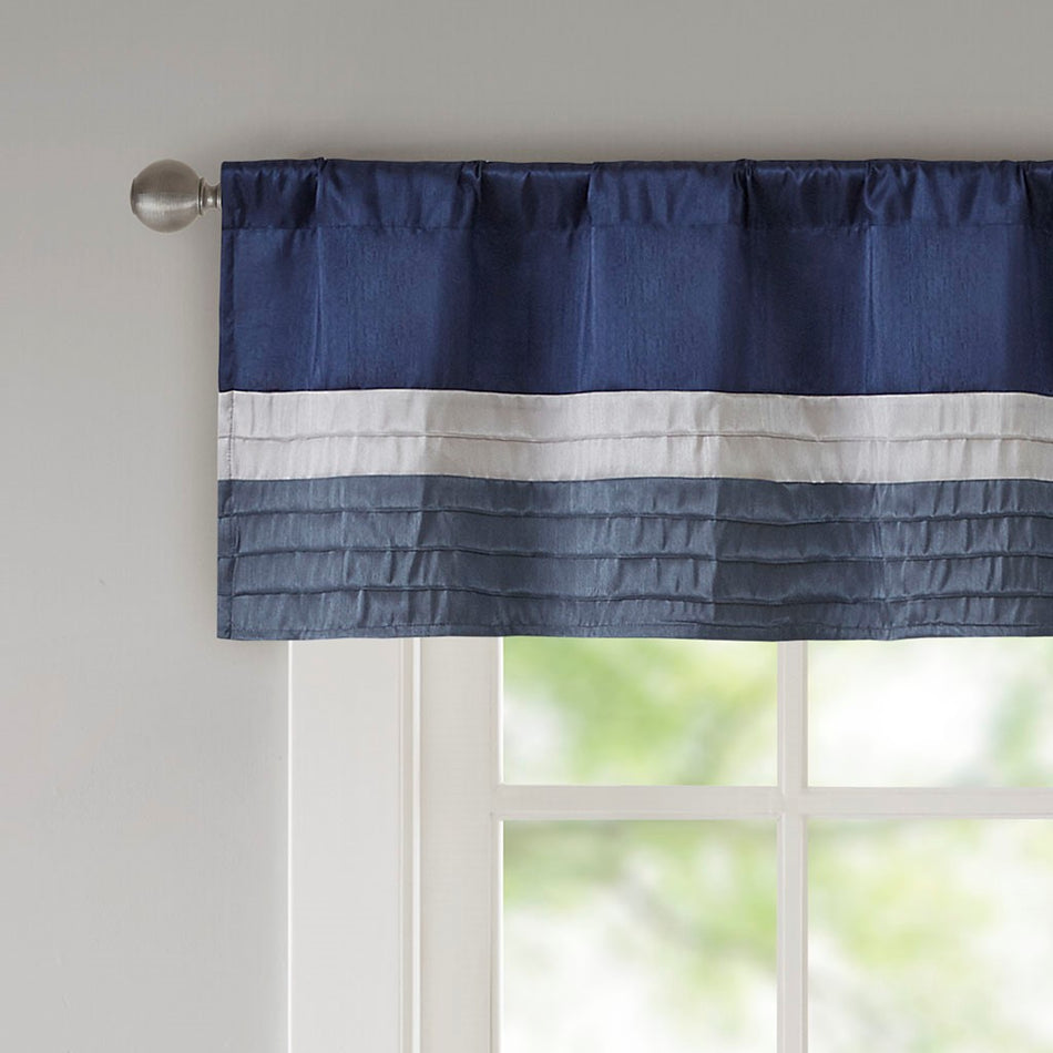 Amherst Polyoni Pintuck Window Valance - Navy - 50x18"