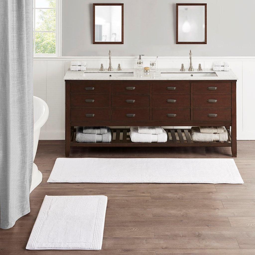 Madison Park Signature Splendor 100% Cotton Tufted 3000 GSM Reversible Bath Rug - White - 24x72"