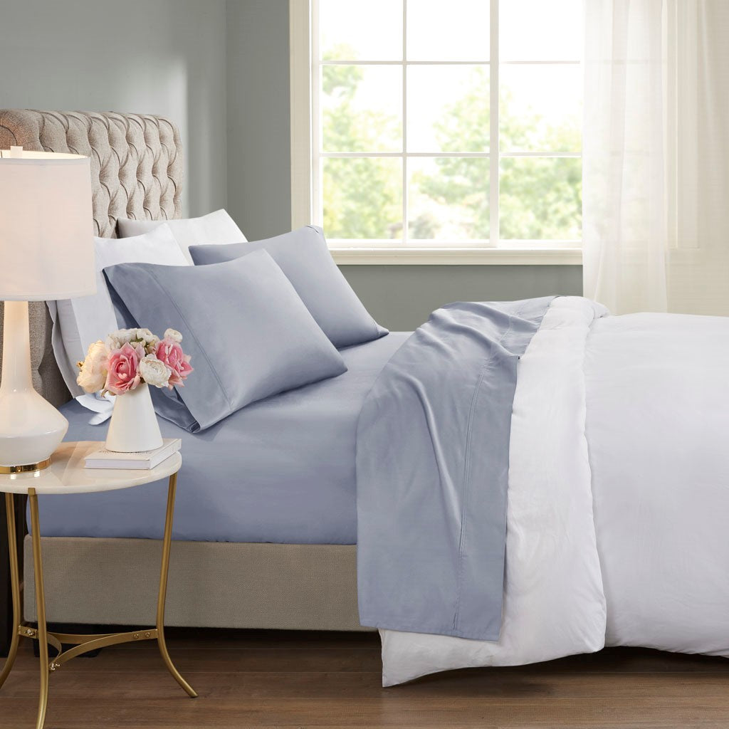 Beautyrest 600 Thread Count Cooling Cotton Blend 4 PC Sheet Set - Blue - Cal King Size