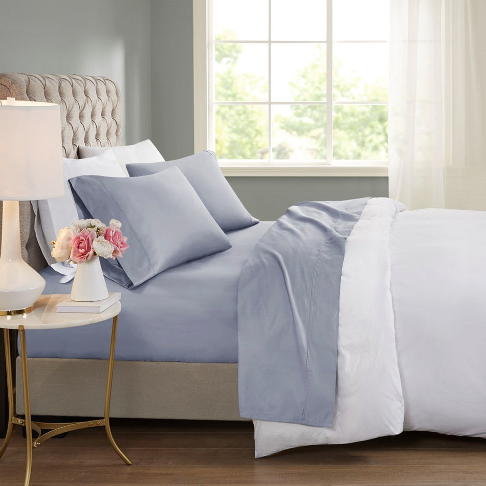 Beautyrest 600 Thread Count Cooling Cotton Blend 4 PC Sheet Set - Blue - Full Size