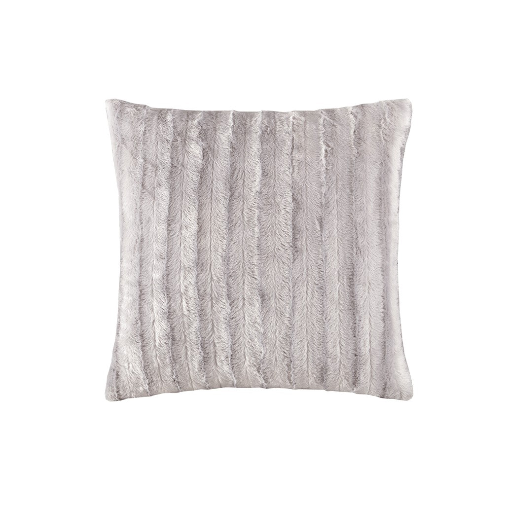 Madison Park Duke Faux Fur Square Pillow - Grey - 20x20"