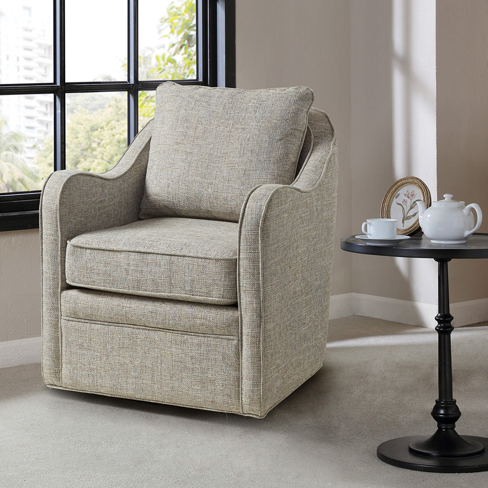 Madison Park Brianne Wide Seat Swivel Arm Chair - Grey Multi 