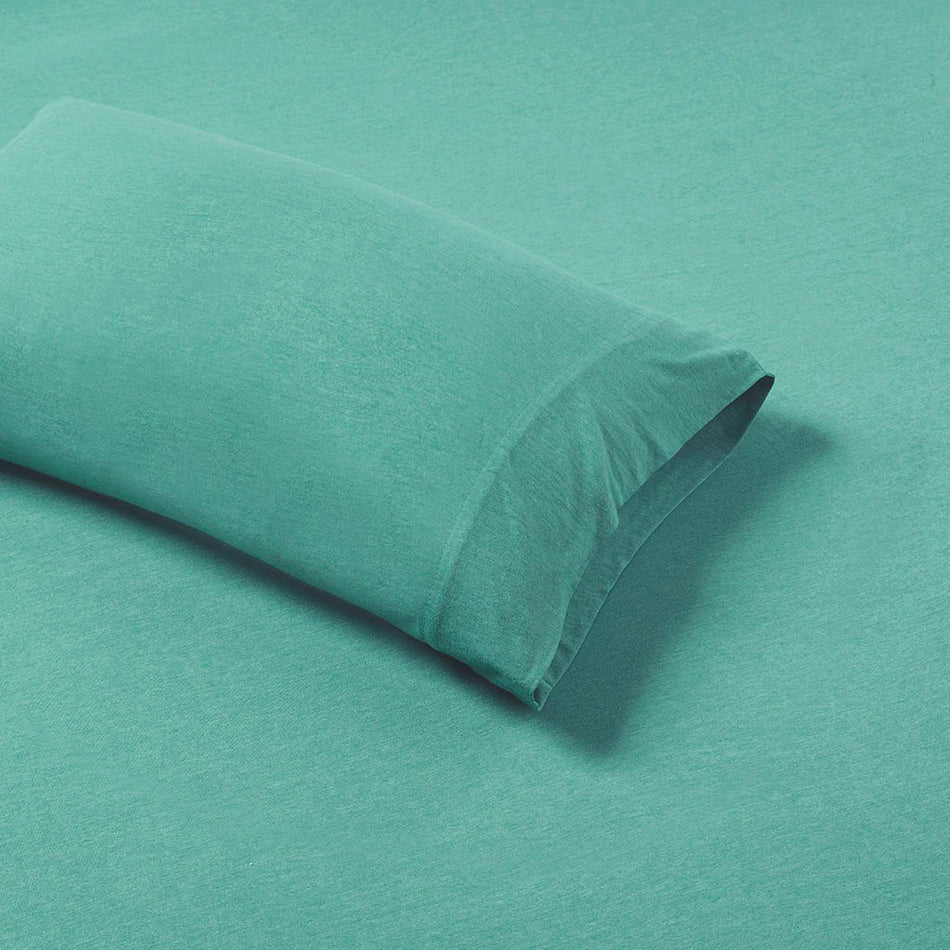 Cotton Blend Jersey Knit All Season Sheet Set - Aqua - Full Size