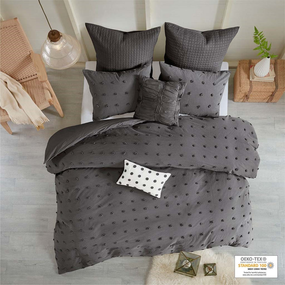 Urban Habitat Brooklyn Cotton Jacquard Comforter Set - Charcoal - King Size / Cal King Size